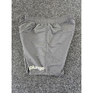 Plunge Mens Swim Trunks Black Reflective Logo Elastic Waist Shorts Size L‎